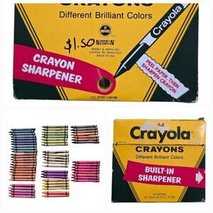 Vintage Crayola Crayons 64 Built In Sharpener Retired Colors Binney Smith USA